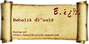 Behalik Évald névjegykártya